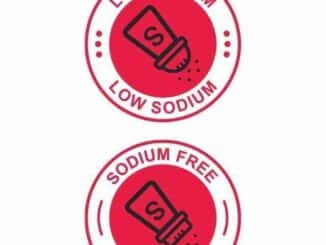 Two red circles, one says Low Sodium, one says sodium free