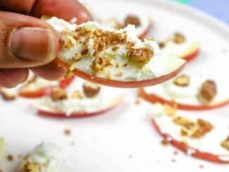 apple slice with goat cheese and chopped nuts