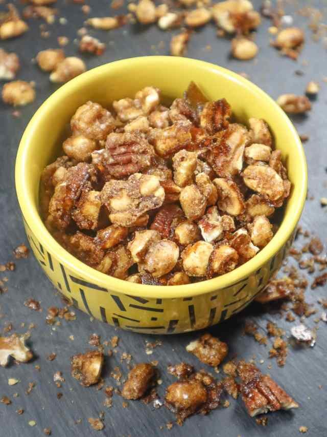 Low Sodium Caramelized Nuts with Brown Sugar & Spice