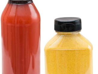 Condiments in clear jars