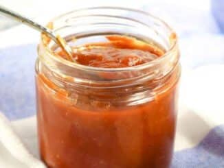 bbq sauce in a small glass jar