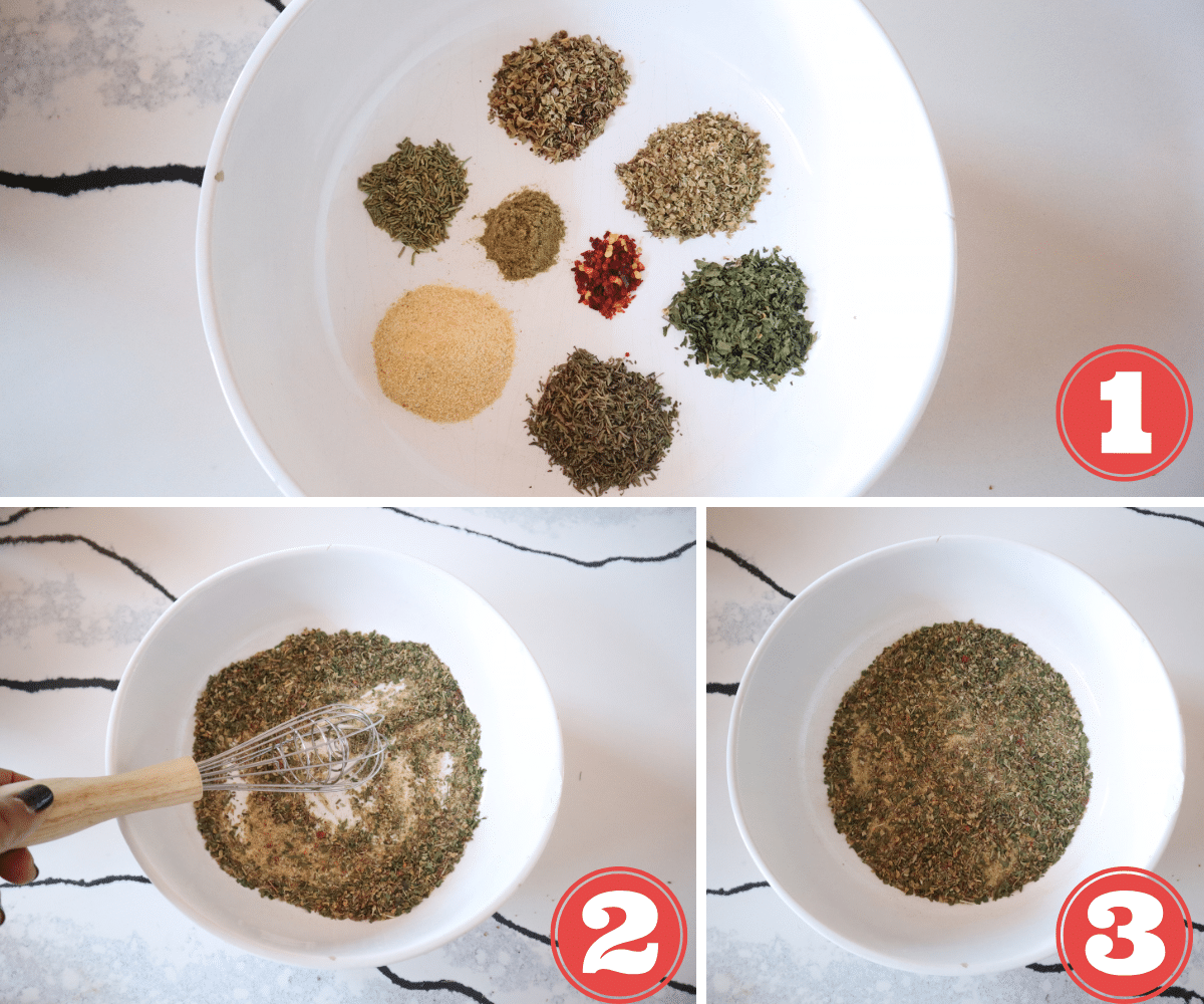 step by step images of mixing spice blend